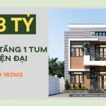 nhà 2 tầng 1 tum hiện đại