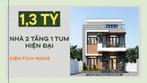 nhà 2 tầng 1 tum hiện đại