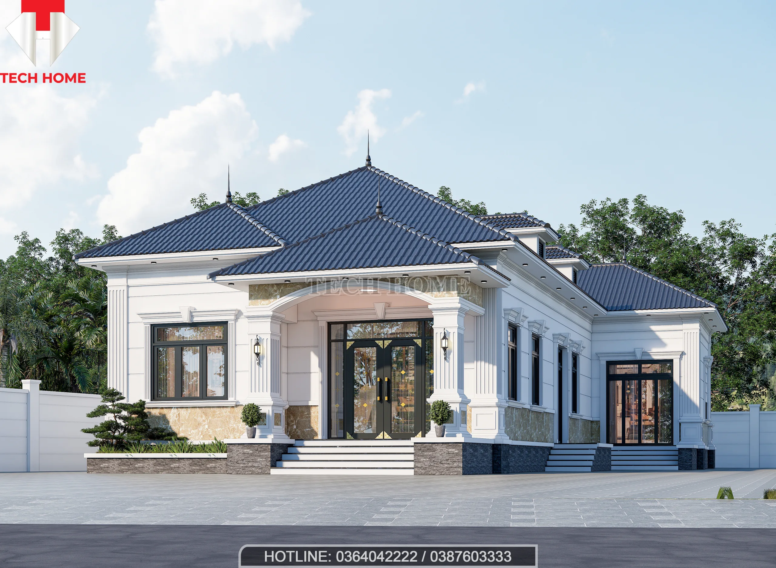 nhà vườn 1 tầng mái Nhật