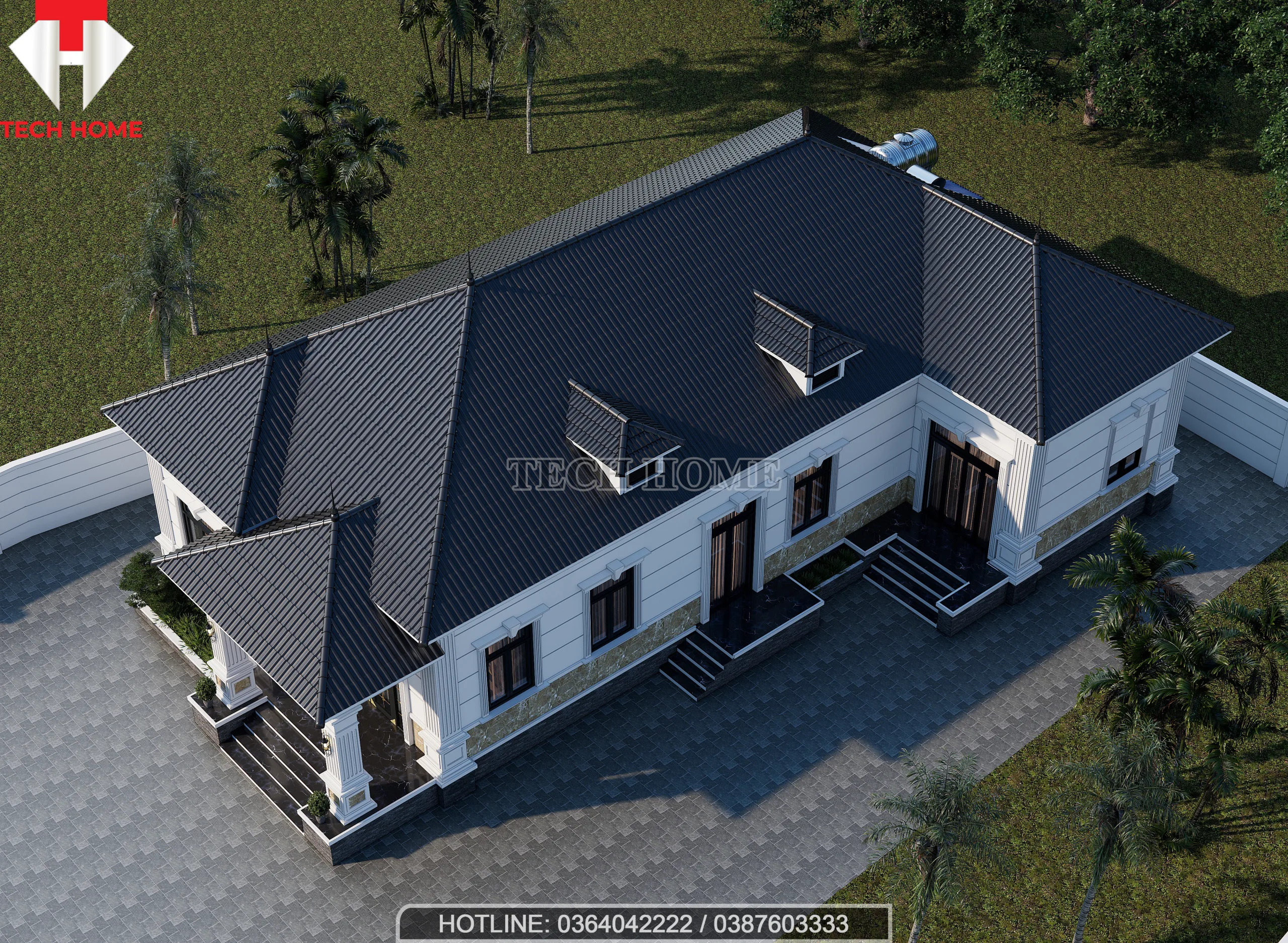 nhà vườn 1 tầng mái Nhật