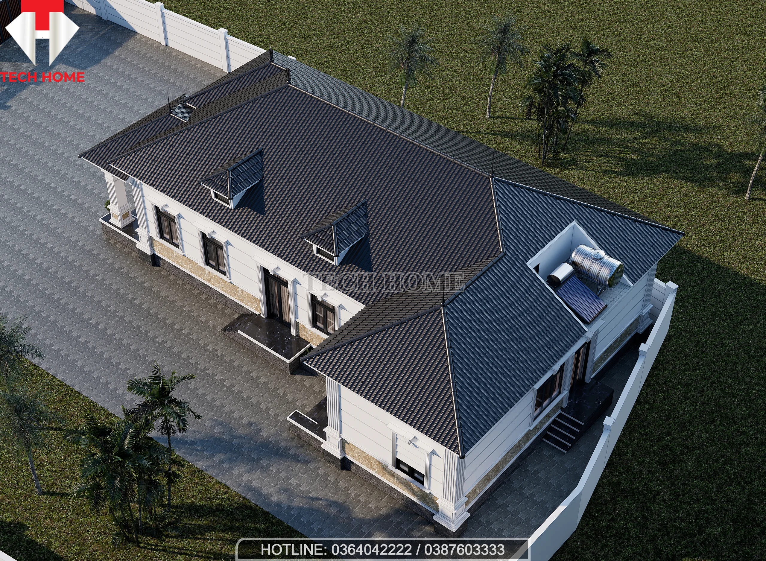 nhà vườn 1 tầng mái Nhật