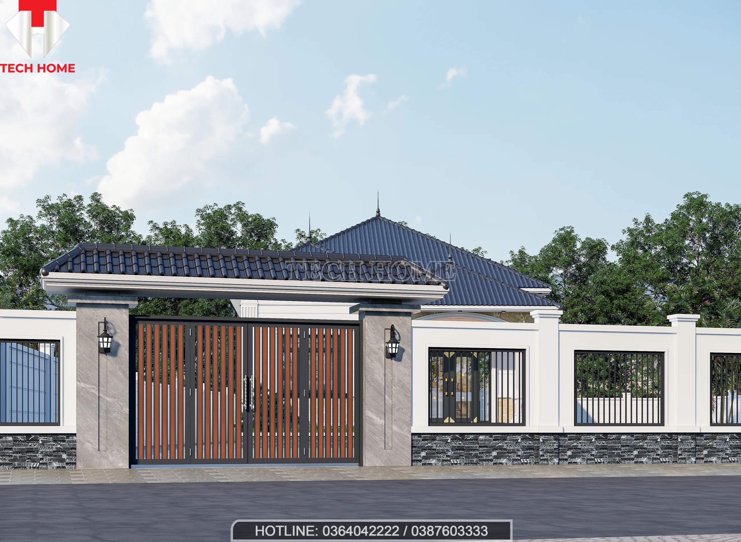 nhà vườn 1 tầng mái Nhật