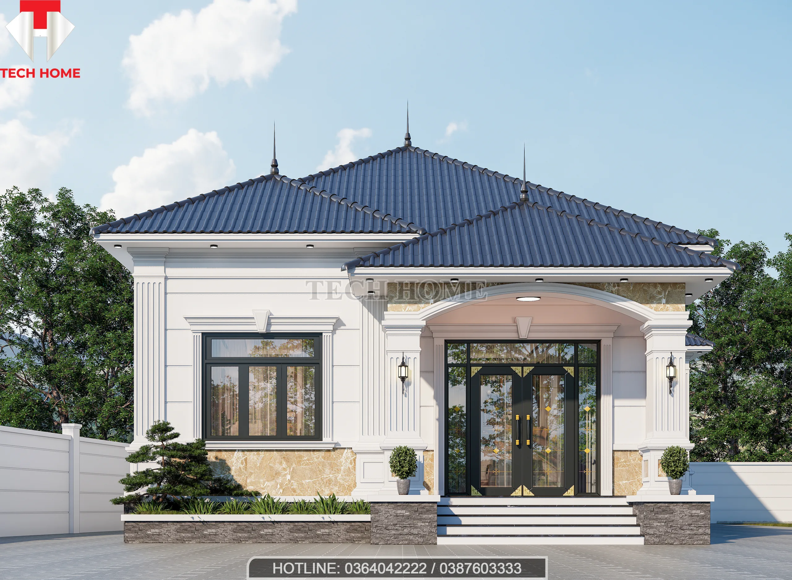 nhà vườn 1 tầng mái Nhật