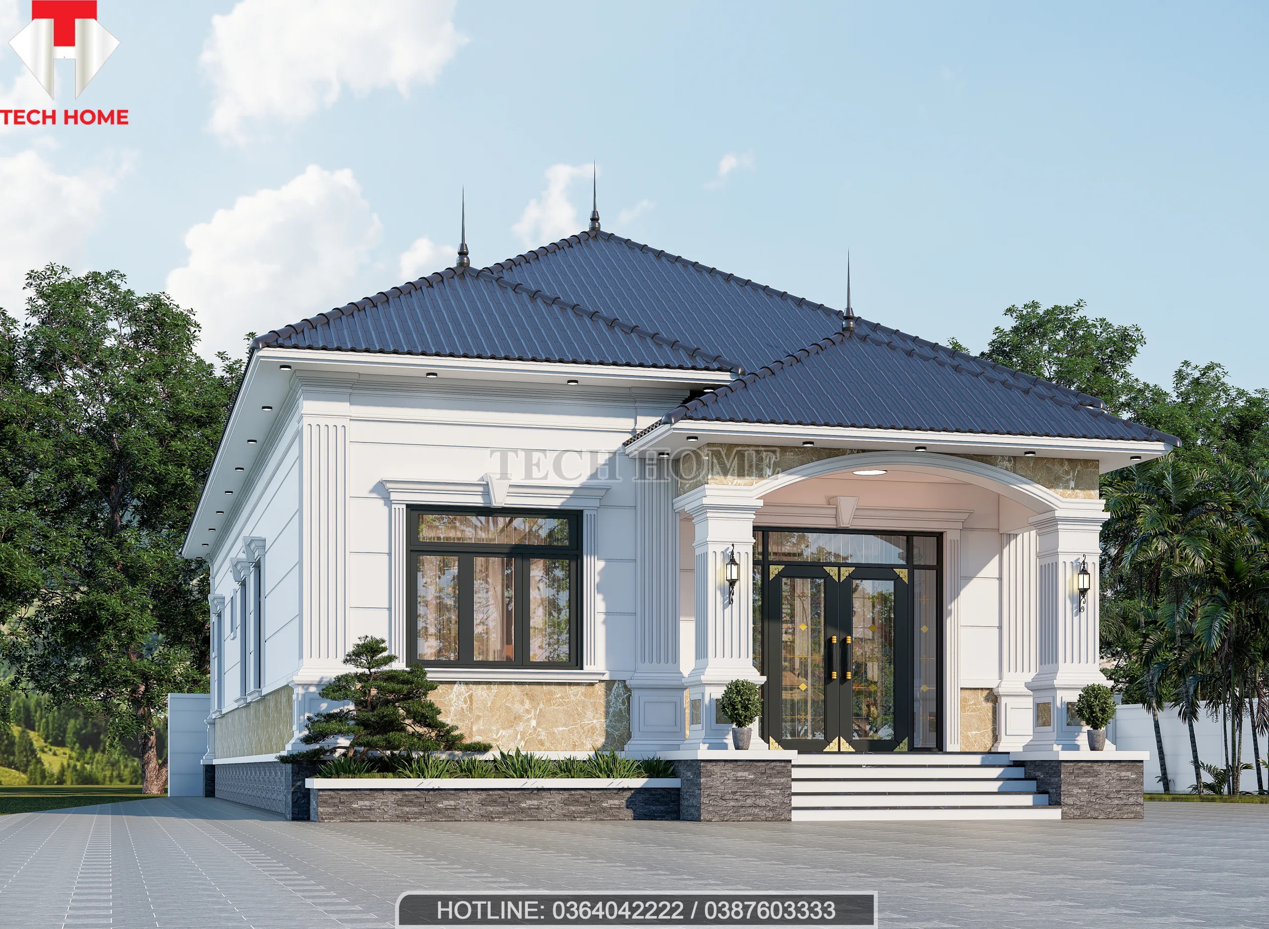 nhà vườn 1 tầng mái Nhật