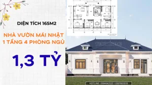 nhà vườn mái Nhật 1 tầng 4 phòng ngủ