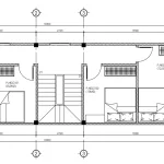 Chi tiết mặt bằng tầng 2 mẫu nhà ống 3 tầng đẹp bố trí 3 phòng ngủ tối ưu diện tích cho gia đình anh Tưởng.