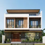 Phối cảnh mặt tiền mẫu thiết kế nhà 3 tầng hiện đại rộng 11m sang trọng tại Hà Nội.