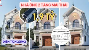 thiết kế nhà ống 2 tầng mái Thái