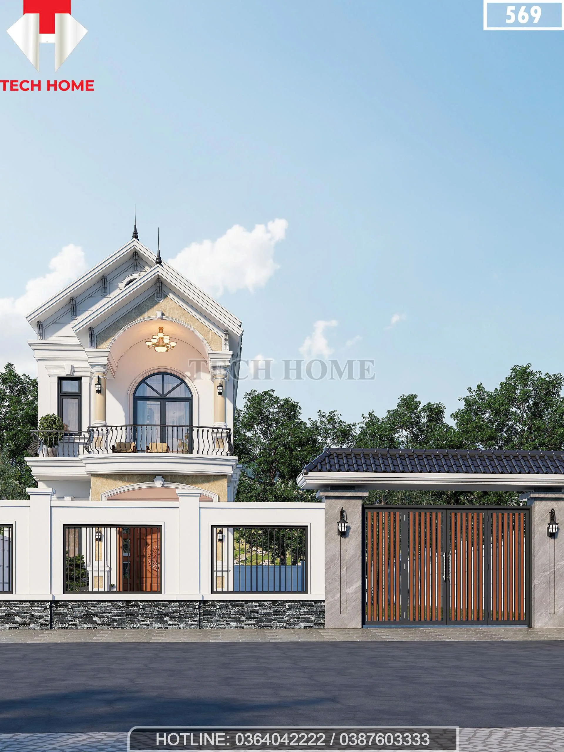 thiết kế nhà ống 2 tầng mái Thái