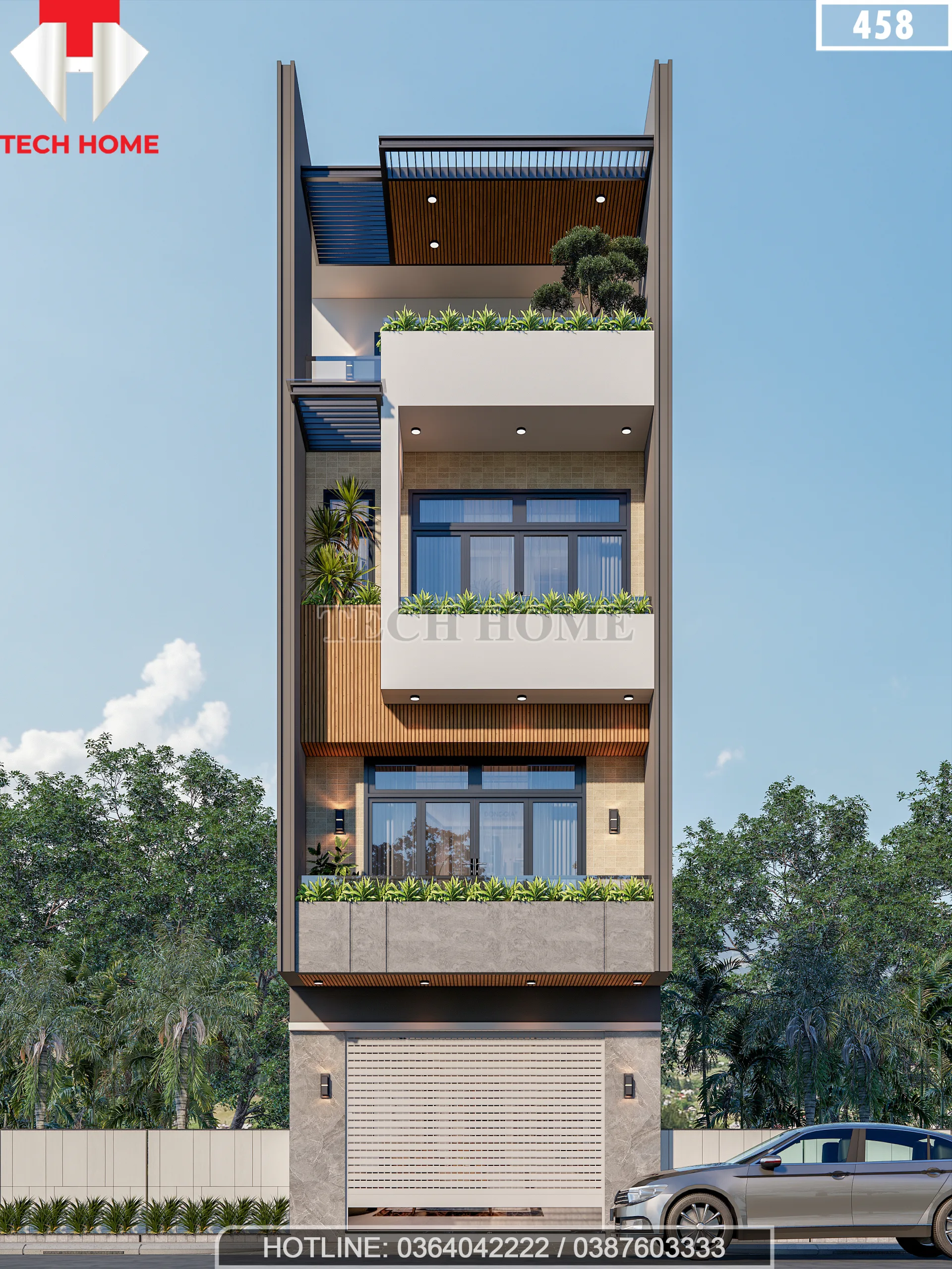 thiết kế nhà ống 3 tầng 1 tum