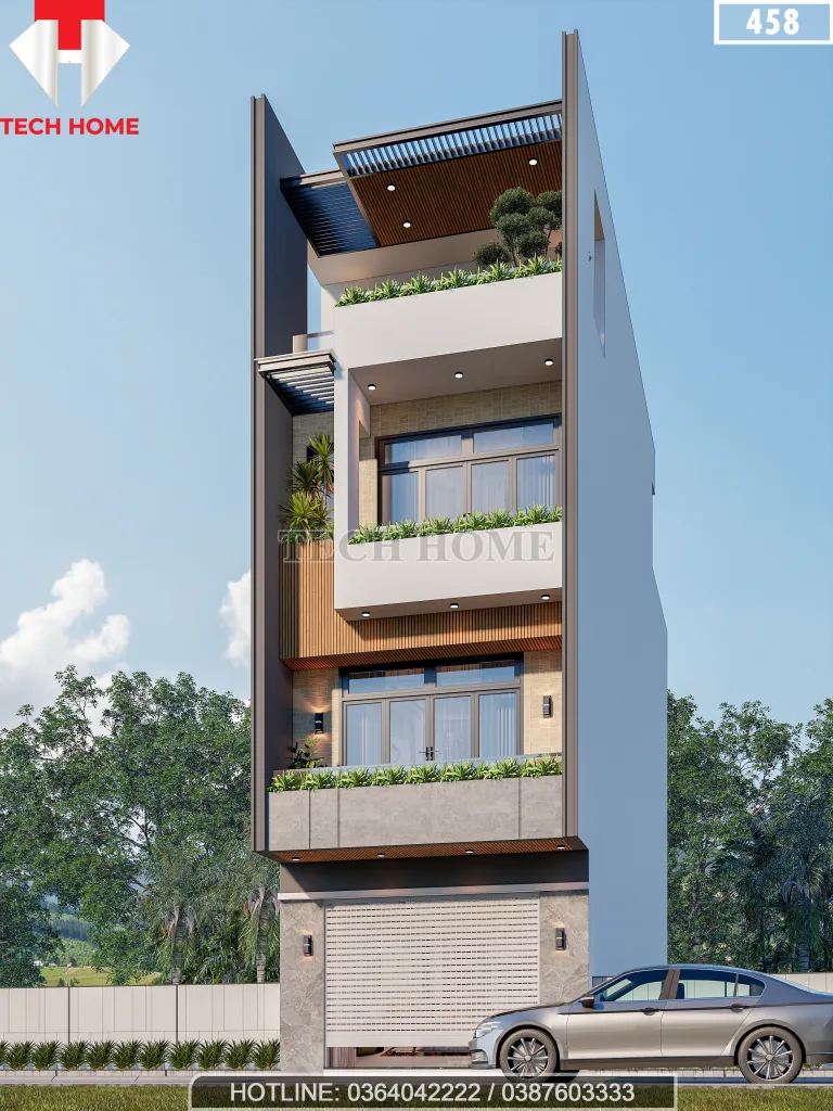 thiết kế nhà ống 3 tầng 1 tum