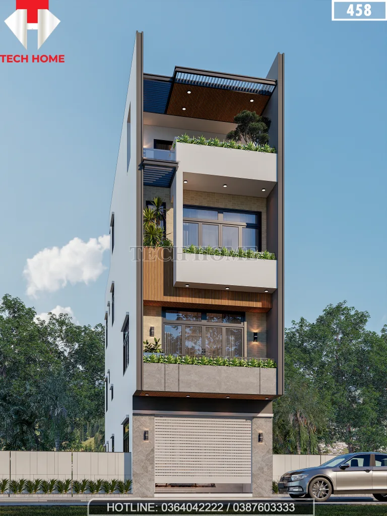 thiết kế nhà ống 3 tầng 1 tum