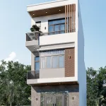 thiết kế nhà phố 2 tầng 1 tum