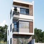 thiết kế nhà phố 2 tầng 1 tum