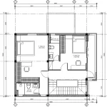 mặt bằng tầng 2 thiết kế nhà phố 3 tầng