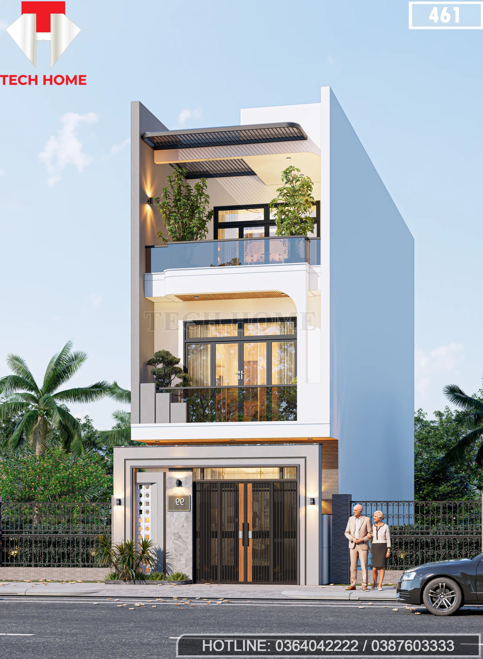 thiết kế nhà phố 3 tầng