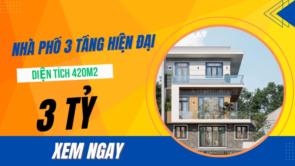 thiết kế nhà phố 3 tầng hiện đại