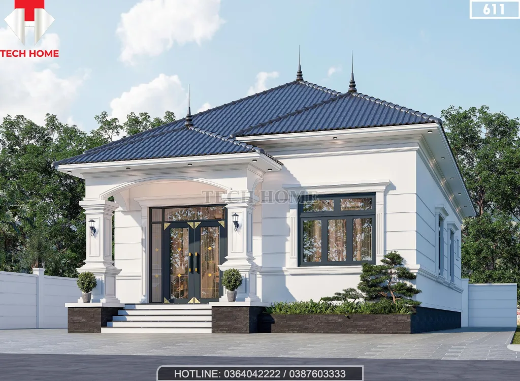 Mẫu nhà vườn mái Nhật 1 tầng