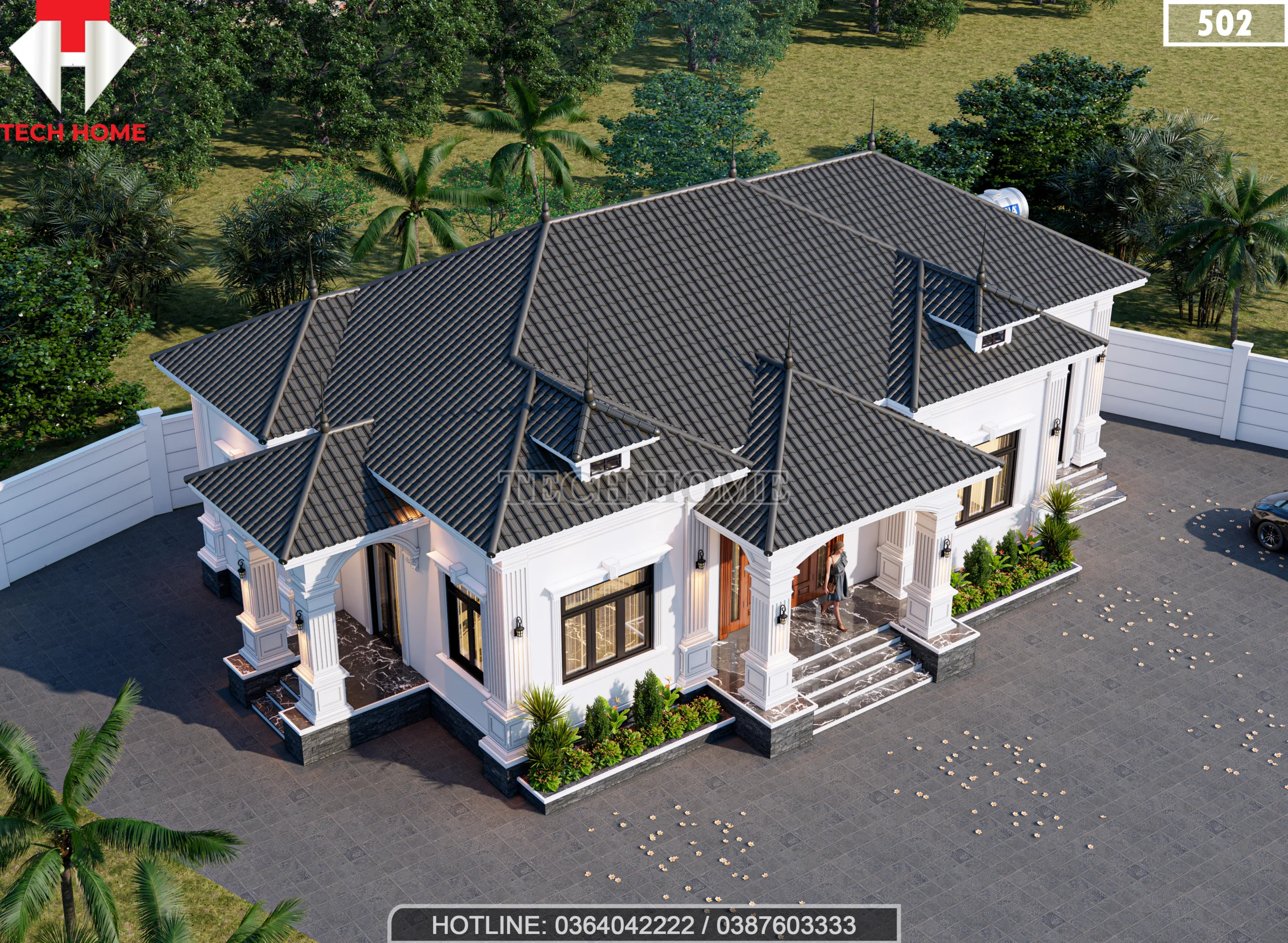 mẫu nhà vườn mái Nhật