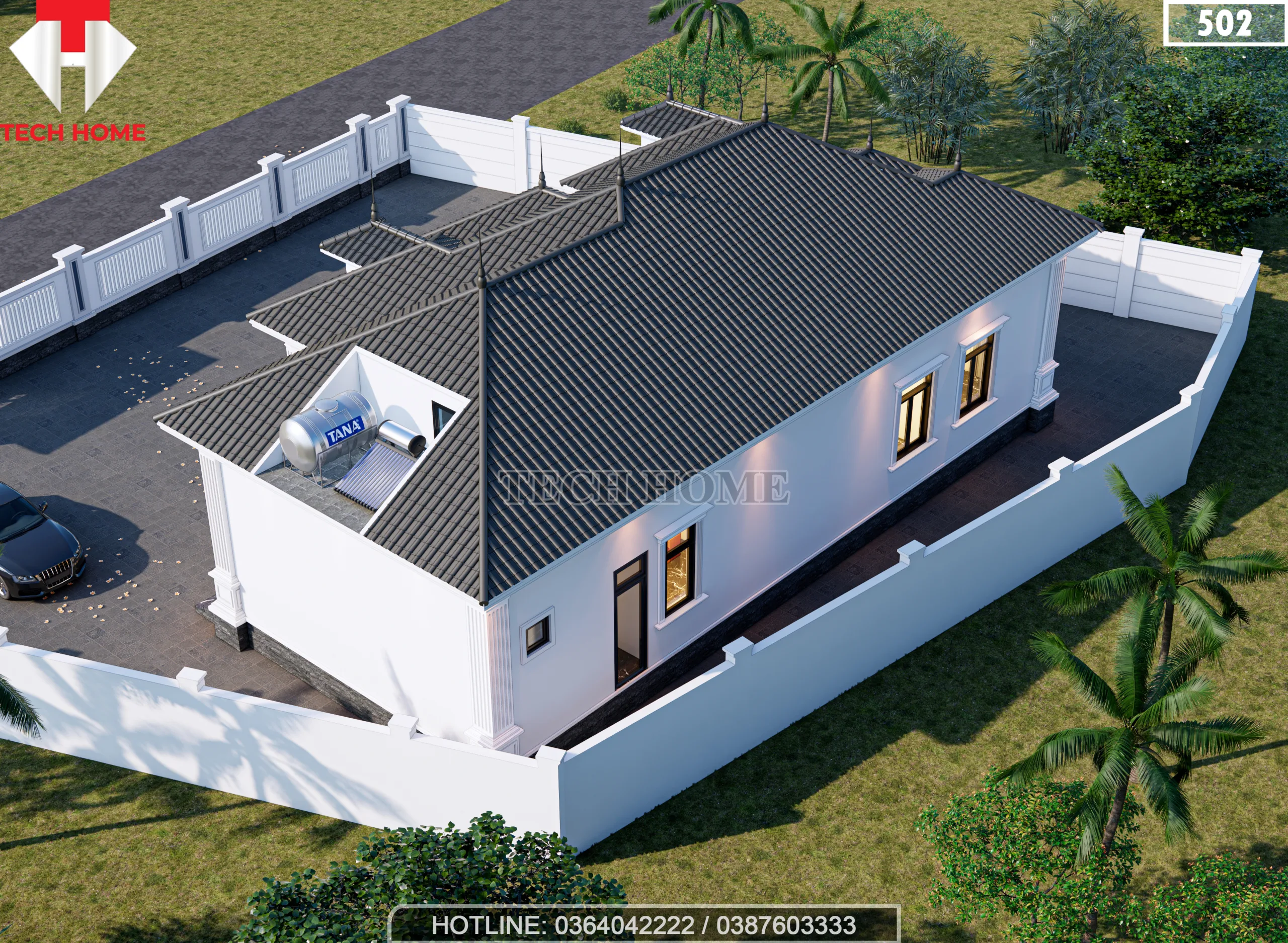 mẫu nhà vườn mái Nhật