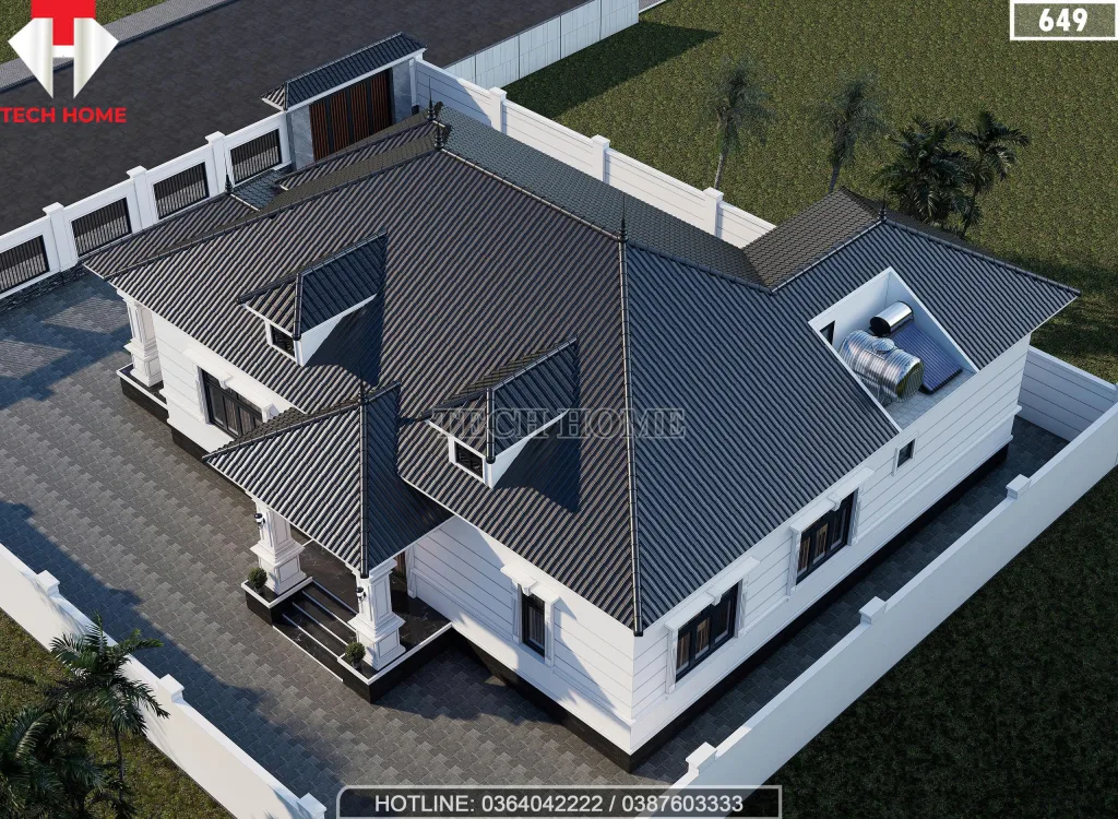 mẫu nhà vườn mái Nhật 1 tầng