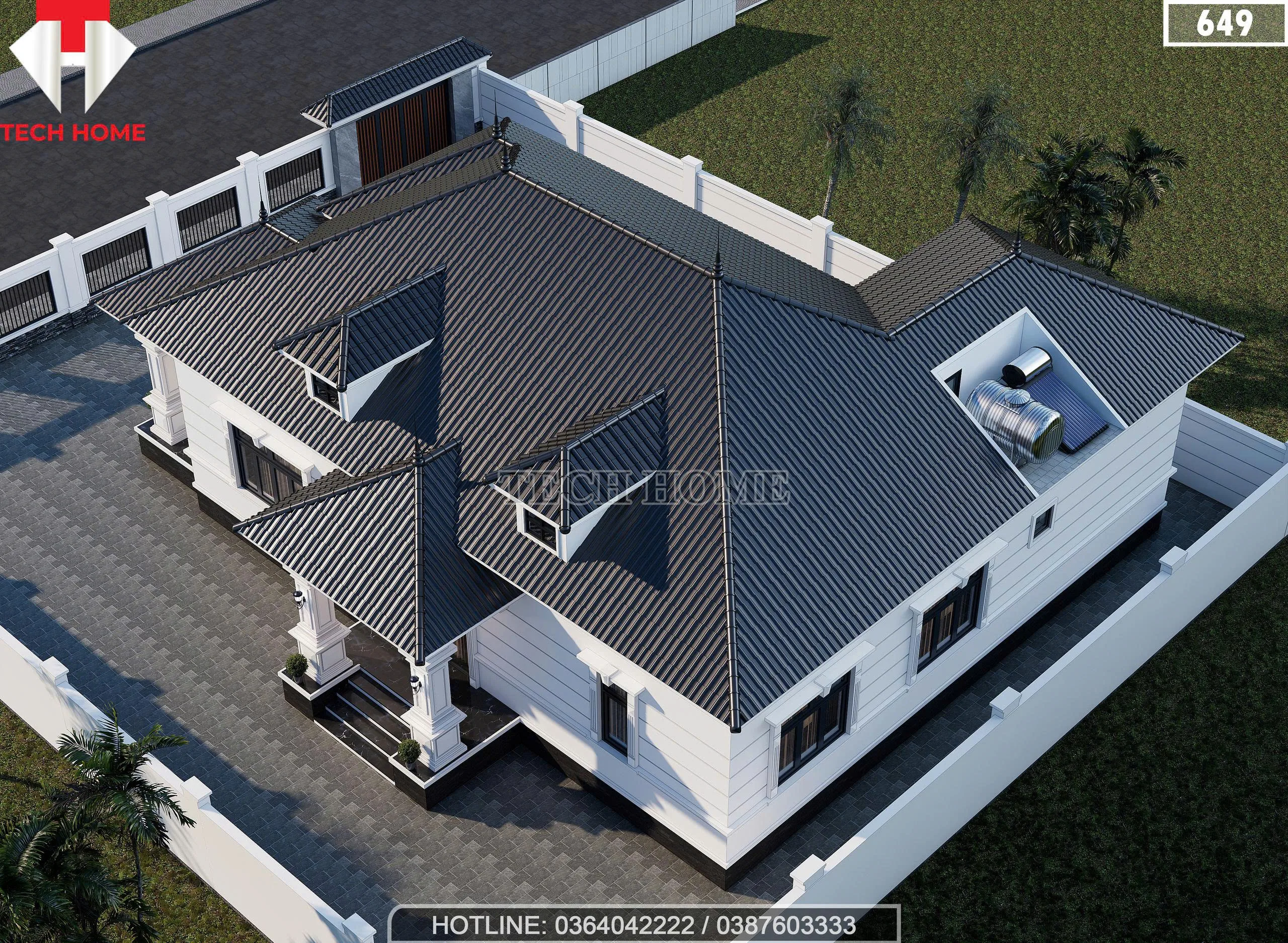 mẫu nhà vườn mái Nhật 1 tầng