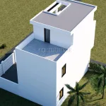 Tổng thể mặt sau mẫu nhà 2 tầng 1 tum hiện đại