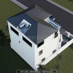 Tổng thể mẫu nhà 2 tầng 1 tum mái Nhật