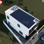 Góc nghiêng mẫu nhà 2 tầng đẹp thiết kế mái bằng có chống nóng và hệ thống thái dương năng.