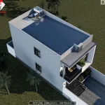 Tổng thể mẫu nhà 2 tầng đẹp mái bằng lợp tôn chống nóng hiệu quả.