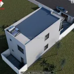 Tổng thể mẫu nhà 2 tầng đẹp mái bằng lợp tôn chống nóng hiệu quả.