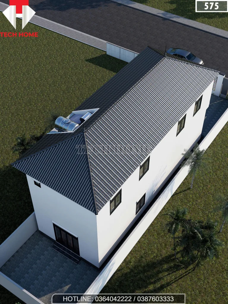 Tổng thể mẫu nhà 2 tầng mái Nhật hiện đại