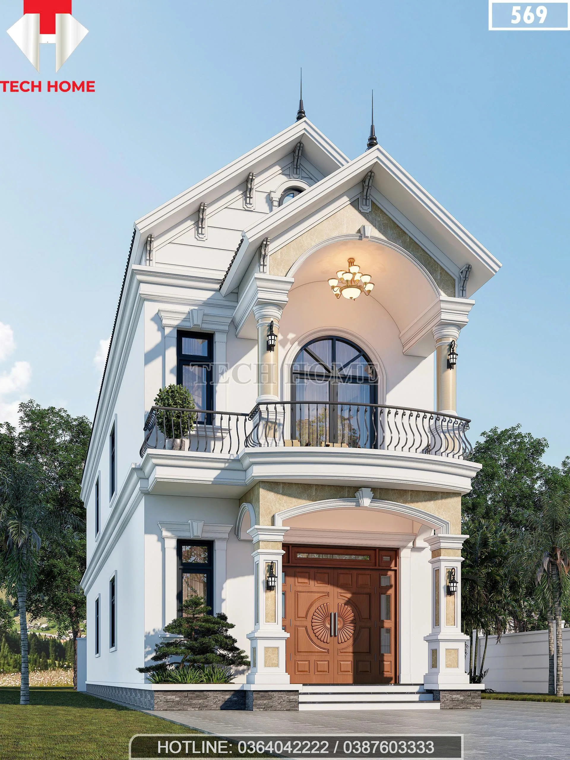 thiết kế nhà ống 2 tầng mái Thái