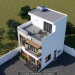 nhà 2 tầng 1 tum hiện đại