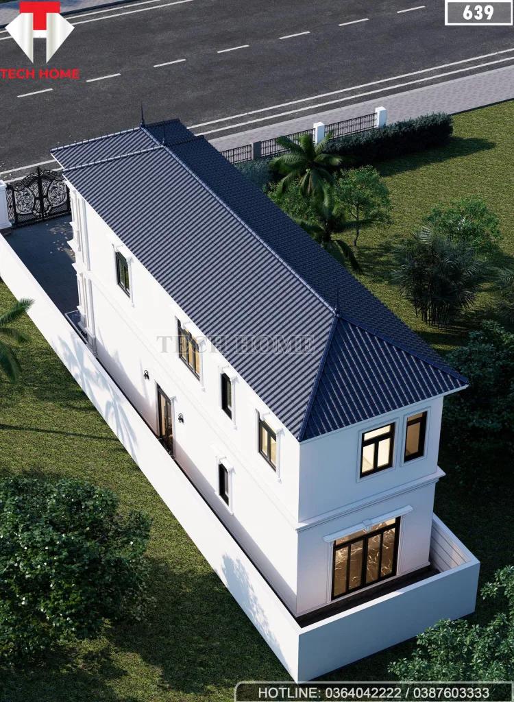 tổng thể mẫu nhà 2 tầng mái Nhật tân cổ điển