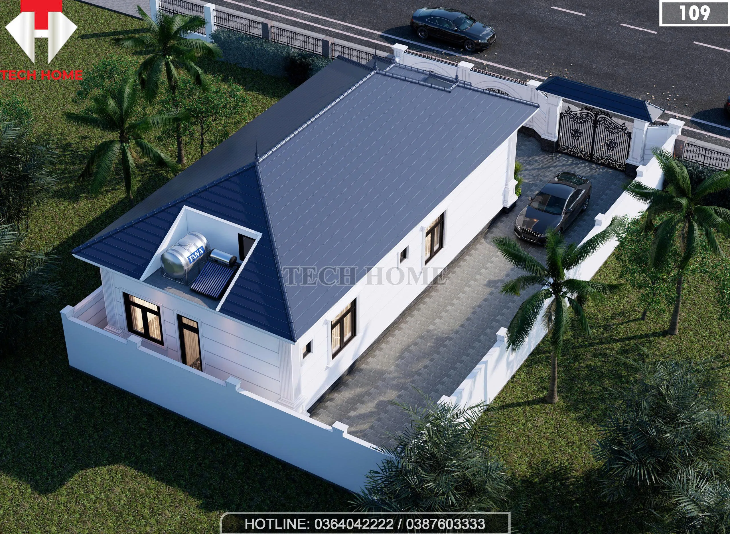 Tổng thể mẫu nhà cấp 4 mái Nhật