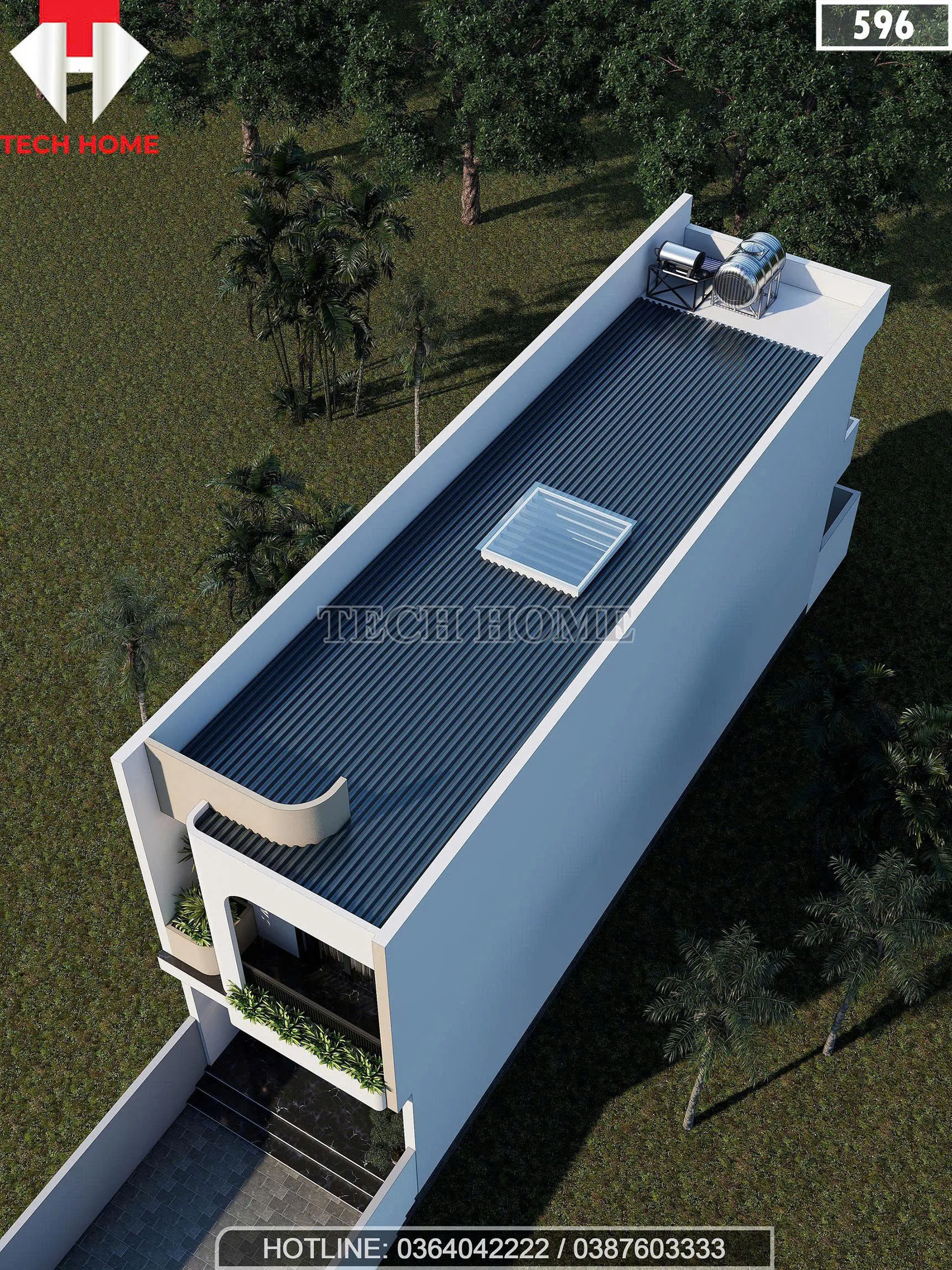 tổng thể phía trước mẫu nhà 2 tầng đẹp