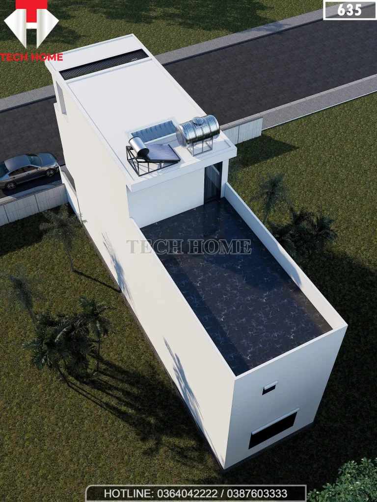 mẫu nhà phố 2 tầng 1 tum