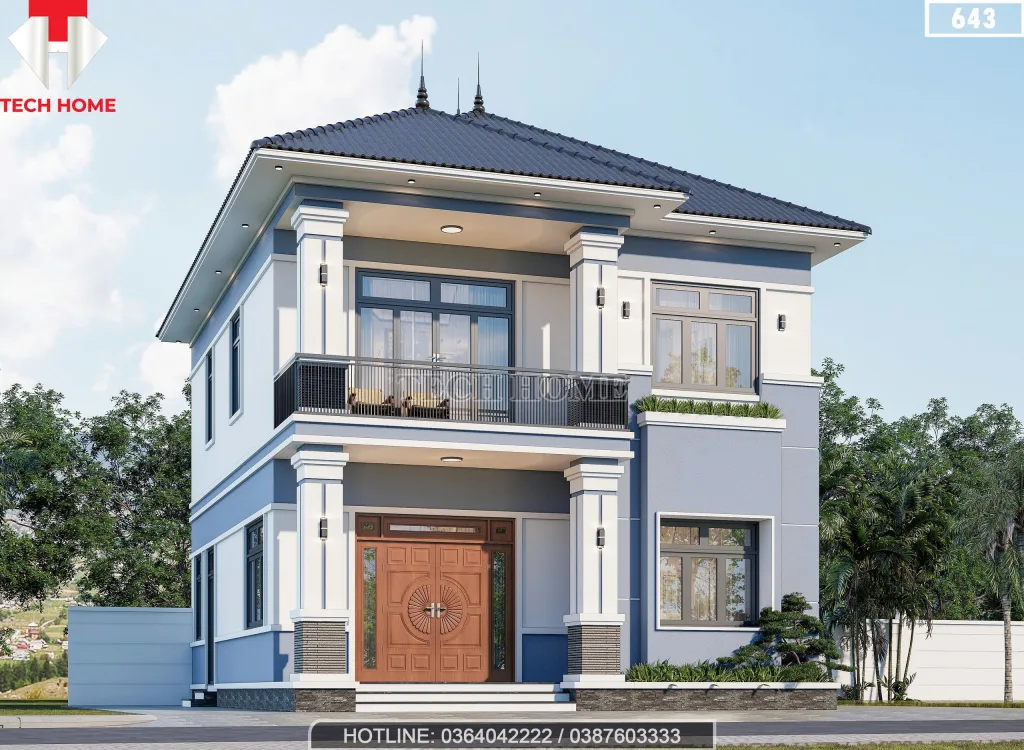 Góc nghiêng mẫu nhà 2 tầng mái Nhật