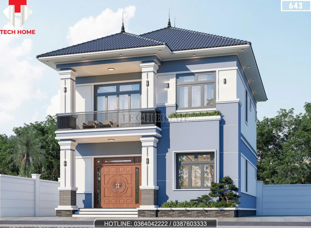 Góc nghiêng mẫu nhà 2 tầng mái Nhật