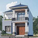 Góc nghiêng mẫu nhà 2 tầng mái Nhật hiện đại