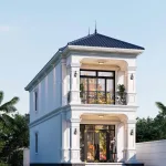 Góc nghiêng mẫu nhà 2 tầng mái Nhật tân cổ điển tại Hưng Yên.