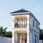 Góc nghiêng mẫu nhà 2 tầng mái Nhật tân cổ điển