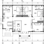 Bản vẽ bố trí công năng mẫu nhà mái Nhật 1 tầng diện tích 150m2 gồm 3 phòng ngủ.