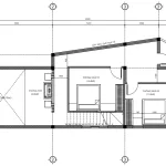 Bản vẽ bố trí công năng tầng 2 mẫu nhà ống 2 tầng đẹp kích thước 4.7x16.5m tối ưu diện tích.