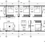 Bản vẽ mặt bằng bố trí công năng tầng 1 nhà cấp 4 mái bằng diện tích 125m2 gồm 4 phòng ngủ và 1 phòng thờ.