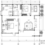 Chi tiết bản vẽ mặt bằng tầng 01 nhà cấp 4 mái Nhật 3 phòng ngủ diện tích 140m2.