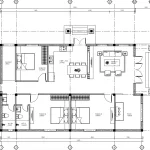 Bản vẽ chi tiết bố trí 3 phòng ngủ và phòng khách mẫu nhà cấp 4 mái Nhật 157m2.