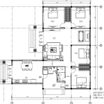 Bản vẽ bố trí công năng mẫu nhà cấp 4 mái Nhật 4 phòng ngủ diện tích 180m2 tại Thanh Hóa.