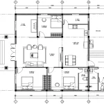 Bản vẽ chi tiết bố trí công năng mẫu nhà mái Nhật 1 tầng 3 phòng ngủ diện tích 160m2.